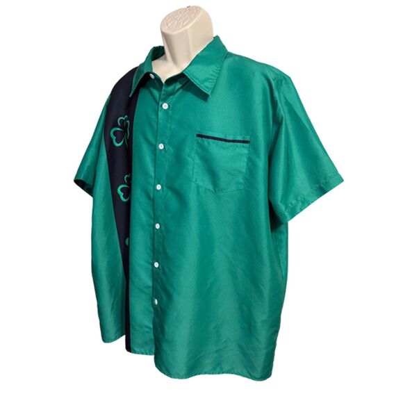 Arvil Hill Green St. Patrick's Day Shamrock Short Sleeve Button Down Shirt XXL - Picture 5 of 13